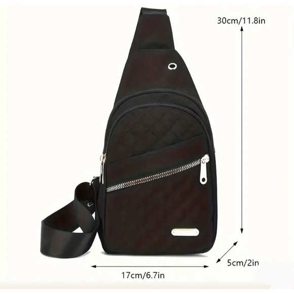 Black Sling Bag Small Crossbody Shoulder Bag Travel Casual Everyday Backpack‎ - Picture 3 of 3